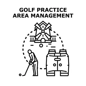 Golf practice area management strategy planning training concept Stock Illustration