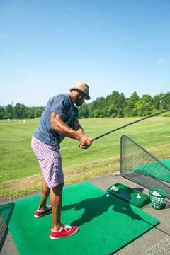 Golf Practice at the Driving Range Stock Photos