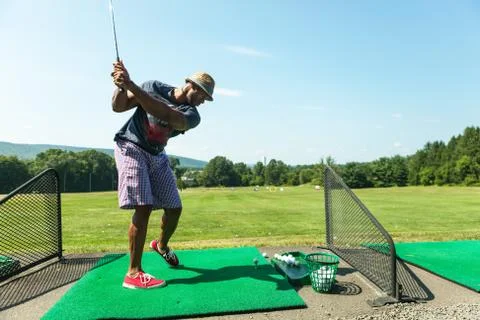 Golf Practice at the Driving Range Stock Photos