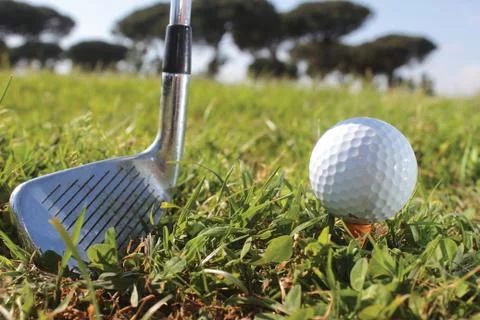 Golf putter and ball Stock Photos