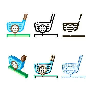 Golf putter ball multipack icon vector outline Stock Illustration