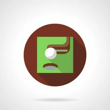 Golf putter brown flat round vector icon Stock Illustration