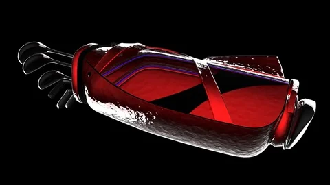 Golf putter in a golf bag on black background Video stock 73029150