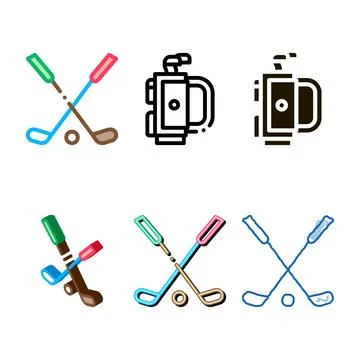 Golf putters forms ball icon vector outline Stock Illustration
