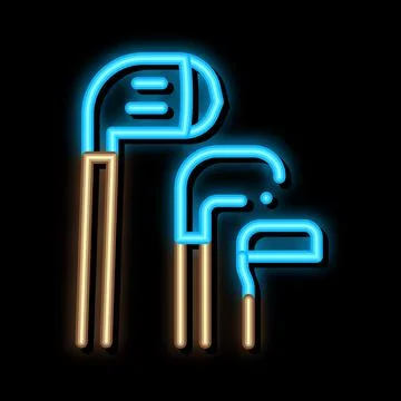 Golf Putters neon glow icon illustration Illustrazione stock