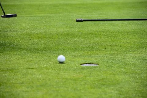 Golf putting on green 스톡 사진