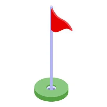 Golf red flag icon, isometric style Stock Illustration