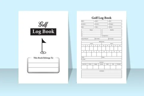 Golf score KDP interior notebook. Golf location and player information logboo Stock Illustration
