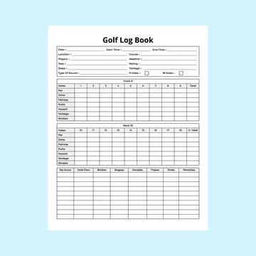 Golf score notebook KDP interior. Daily golf information and game score rec.. Stock Illustration