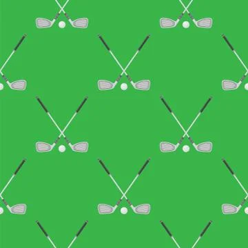 Golf Seamless Pattern. Summer Sport Background. Balls and Sticks Isolated on Stock Illustration