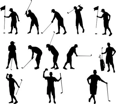 Golf silhouettes Illustrazione stock