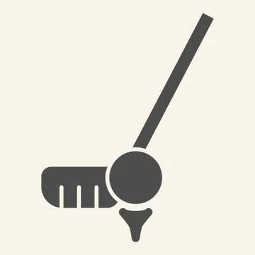 Golf solid icon. Golf ball and putter glyph style pictogram on beige background Illustrazione stock