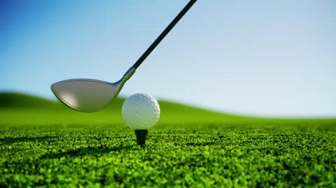 Golf sport. Ball on grass club hit shot recreation leisure outdoor activity. Stock Footage