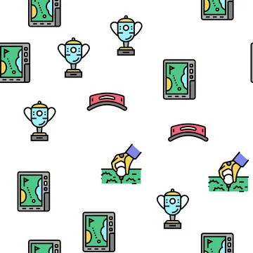 Golf Sportive Game On Playground Vector Seamless Pattern Illustrazione stock