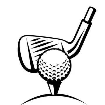 Golf stick and ball illustration. Sport club item or symbol. Stock Illustration