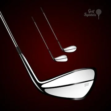 Golf sticks on the dark background as vector design elements Stock Illustration