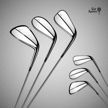 Golf  sticks on the gray background as vector design elements 스톡 일러스트