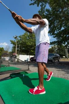 Golf Swing at the Range Stock Photos