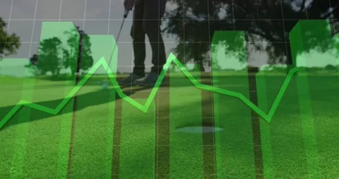 Golf tech showing chart animating over putting leading golfer stroking and Stock Footage 325706692