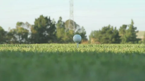 Golf tee off with a driver low angle Video stock 560657