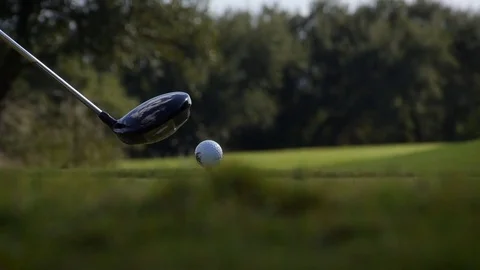 Golf tee shot with drive CU slowmo Stock Footage 82901964