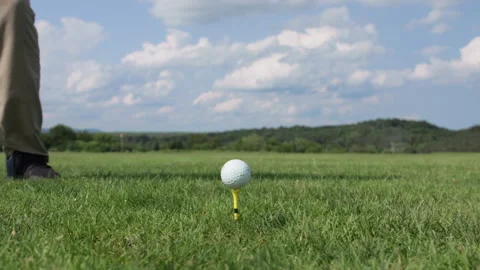 Golf Tee Shot Swing Slow Motion Ball on Tee Stock Footage 265885409