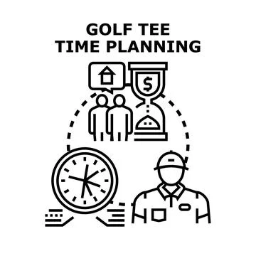 Golf tee time planning concept illustration Stock Illustration