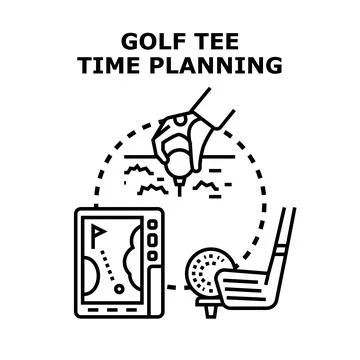 Golf tee time planning for player game Stock Illustration