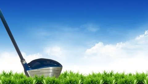 Golf teeing off with a driver . Stock Photos