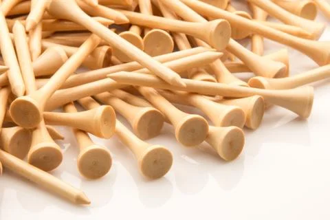 Golf tees in a pile. Stock Photos