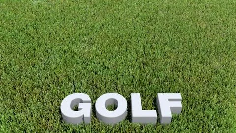 Golf texte 3D on grass 3D render Stock Illustration