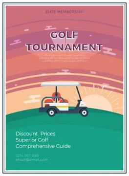 Golf Tournament Flat Poster Stock Illustration