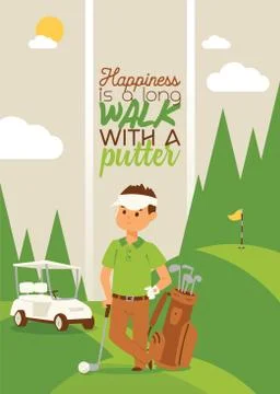 Golf vector golfers man character in sportswear and golfball for playing in Stock Illustration