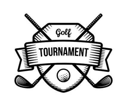 Golf vector logo. Summer individual sport tournament. Black and white badge, Stock Illustration