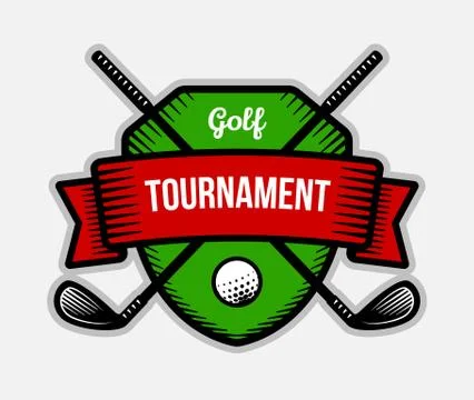 Golf vector logo. Summer individual sport tournament. Color badge, shirt masc Stock Illustration