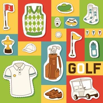 Golf vector seamless pattern golfers sportswear and golfball for playing in Stock Illustration