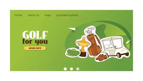 Golf vector web page golfers sportswear and golfball for playing in golfclub Stock Illustration