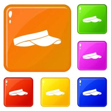 Golf visor icons set vector color Stock Illustration