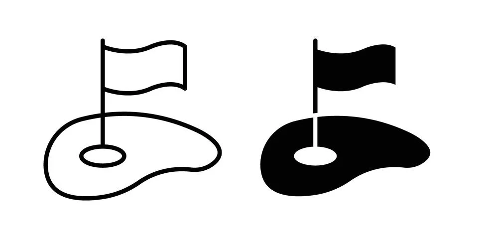 Golf yard icon set modern line and solid style collection. Stock Illustration