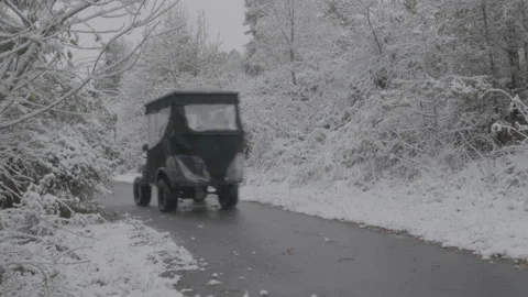 Golfcart in snow Stock Footage 168214944