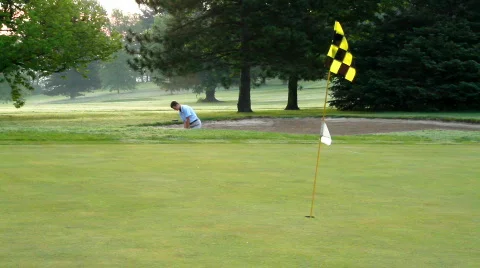 Golfer in Bunker 550 Stock Footage 775604