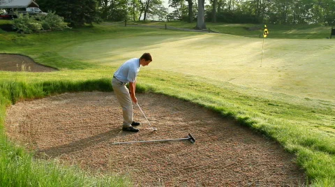 Golfer in Bunker 554 Stock Footage 775622
