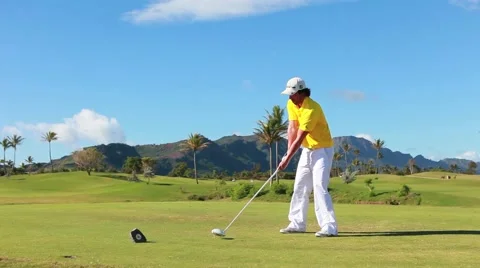 Golfer is driver shot in paradise Stock-Footage 48550138