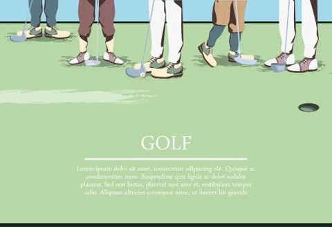 Golfer feets on golf course Illustrazione stock