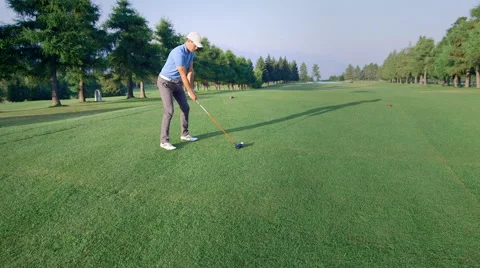 Golfer on golf course - swing Stock Footage 41469756