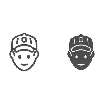 Golfer head line and solid icon, outdoor sports and recreation concept, golf Illustrazione stock