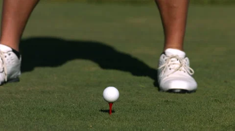 Golfer hits ball off tee, slow motion Video stock 61670101