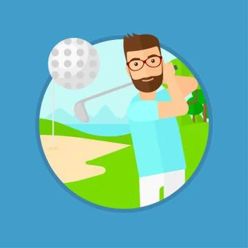 Golfer hitting the ball. Stock Illustration