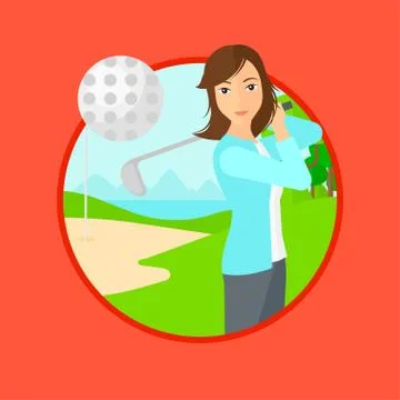 Golfer hitting the ball. Stock Illustration