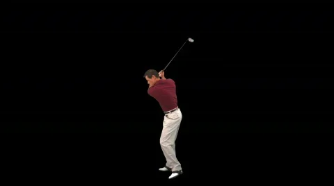 Golfer hitting drive Stock Footage